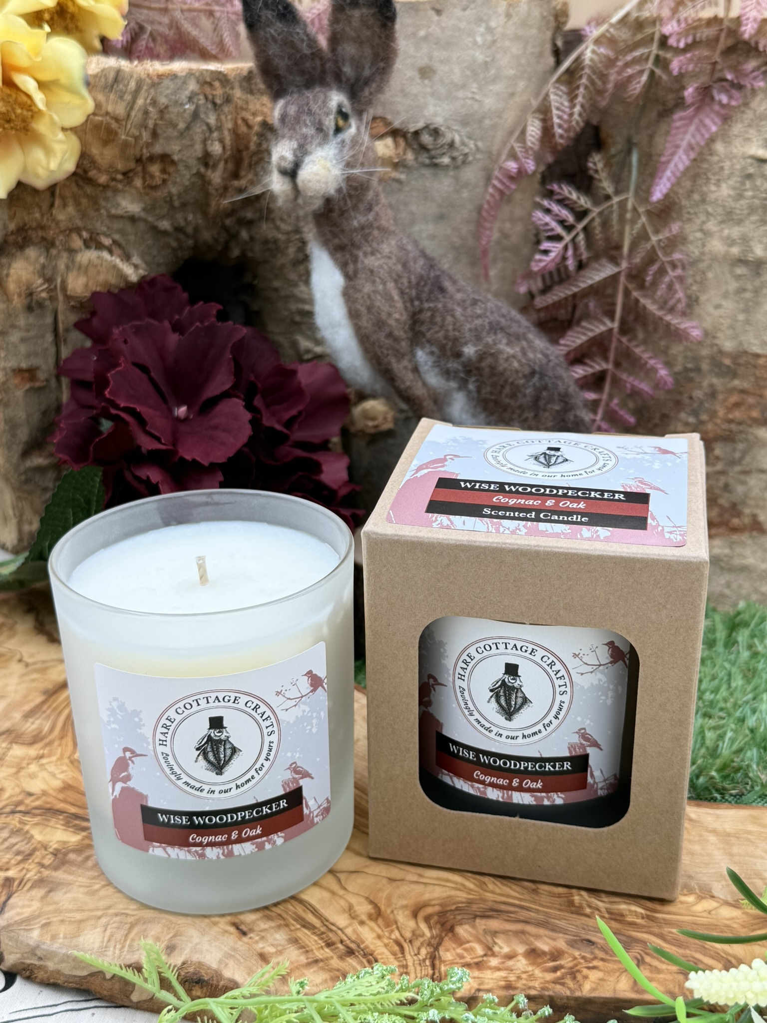 Wise Woodpecker - Candle - Hare Cottage Crafts